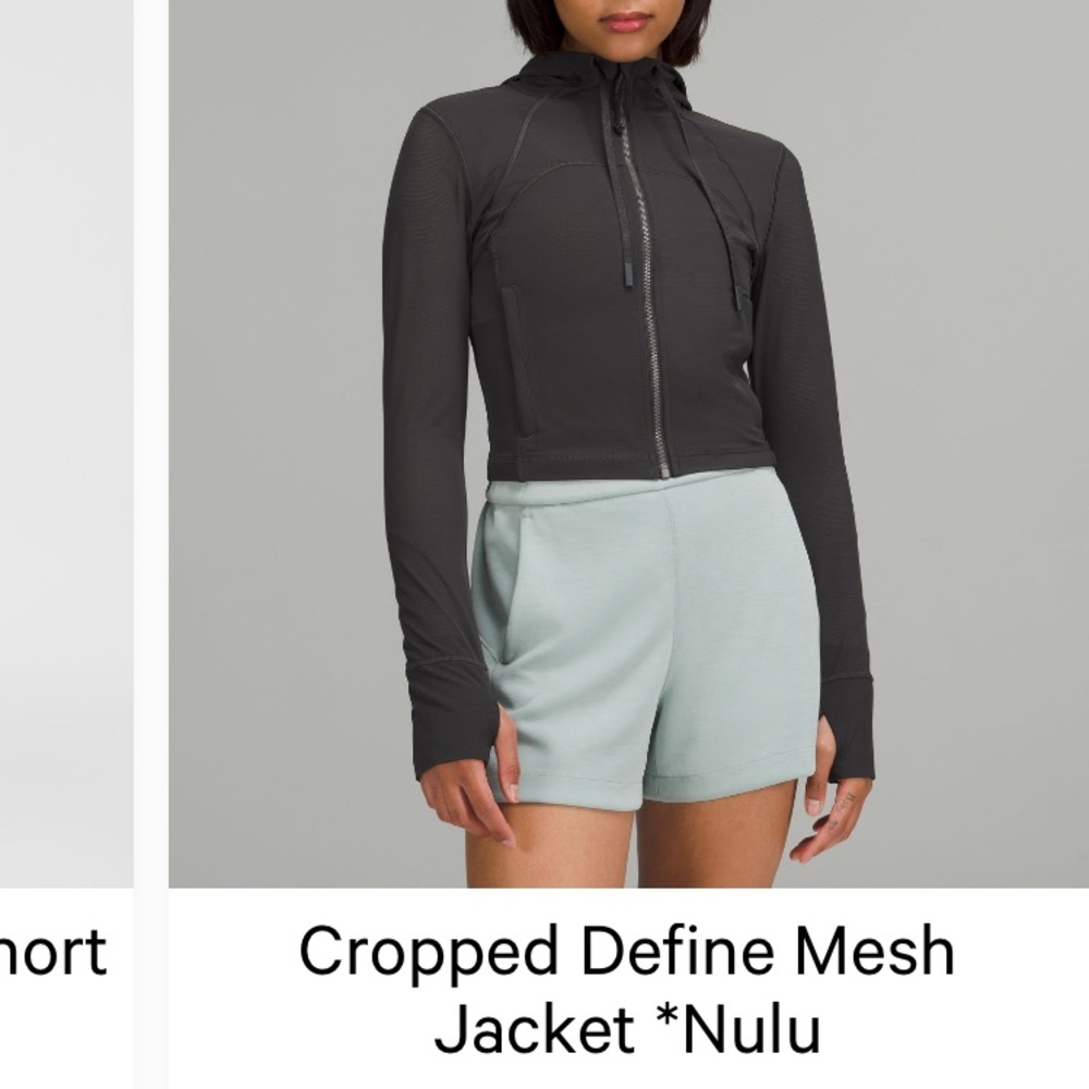 Lululemon Cropped Mesh Define Hooded Jacket sz 10